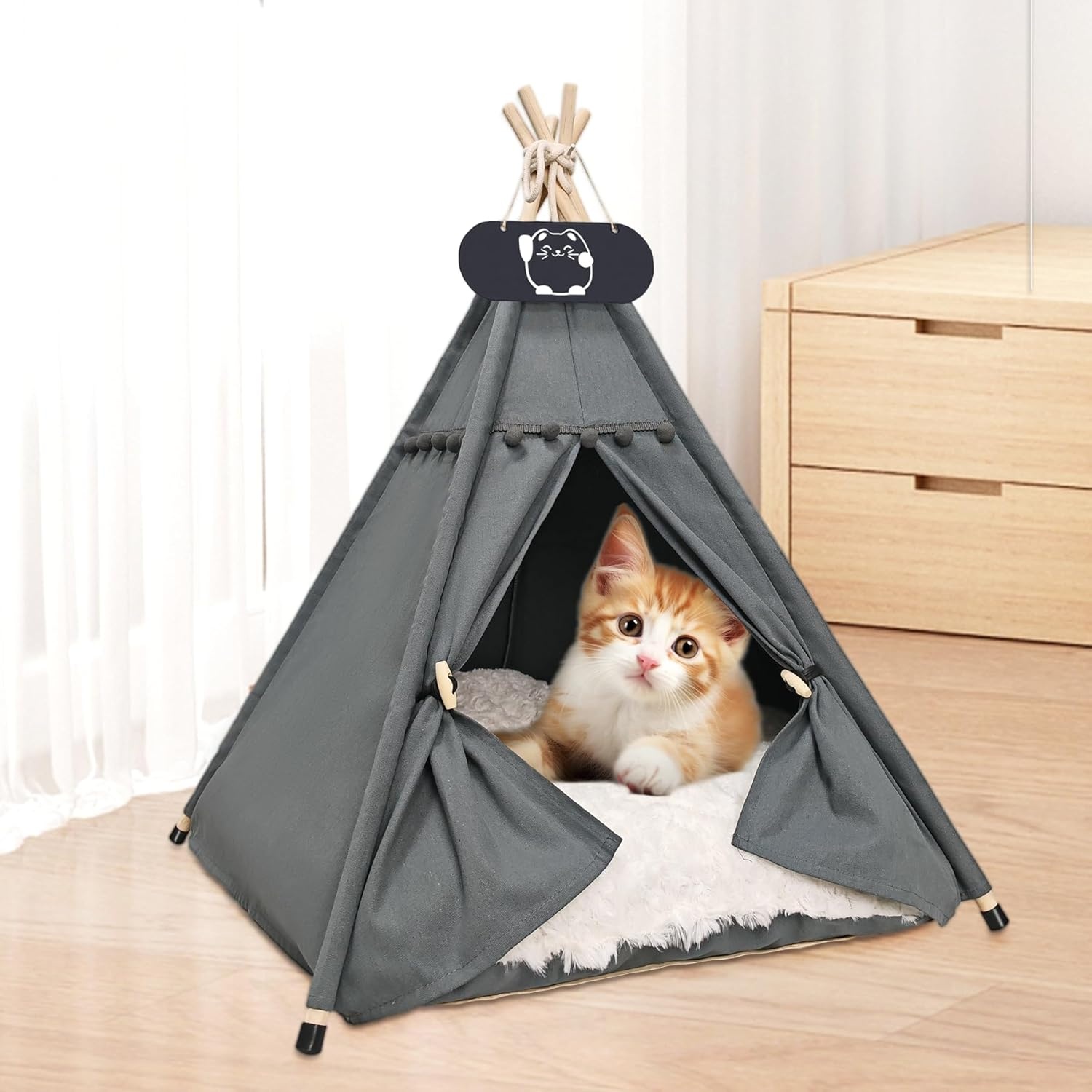 Tipi Tent Hond & Kat - 60x60x70cm - Katoen - 60% Korting