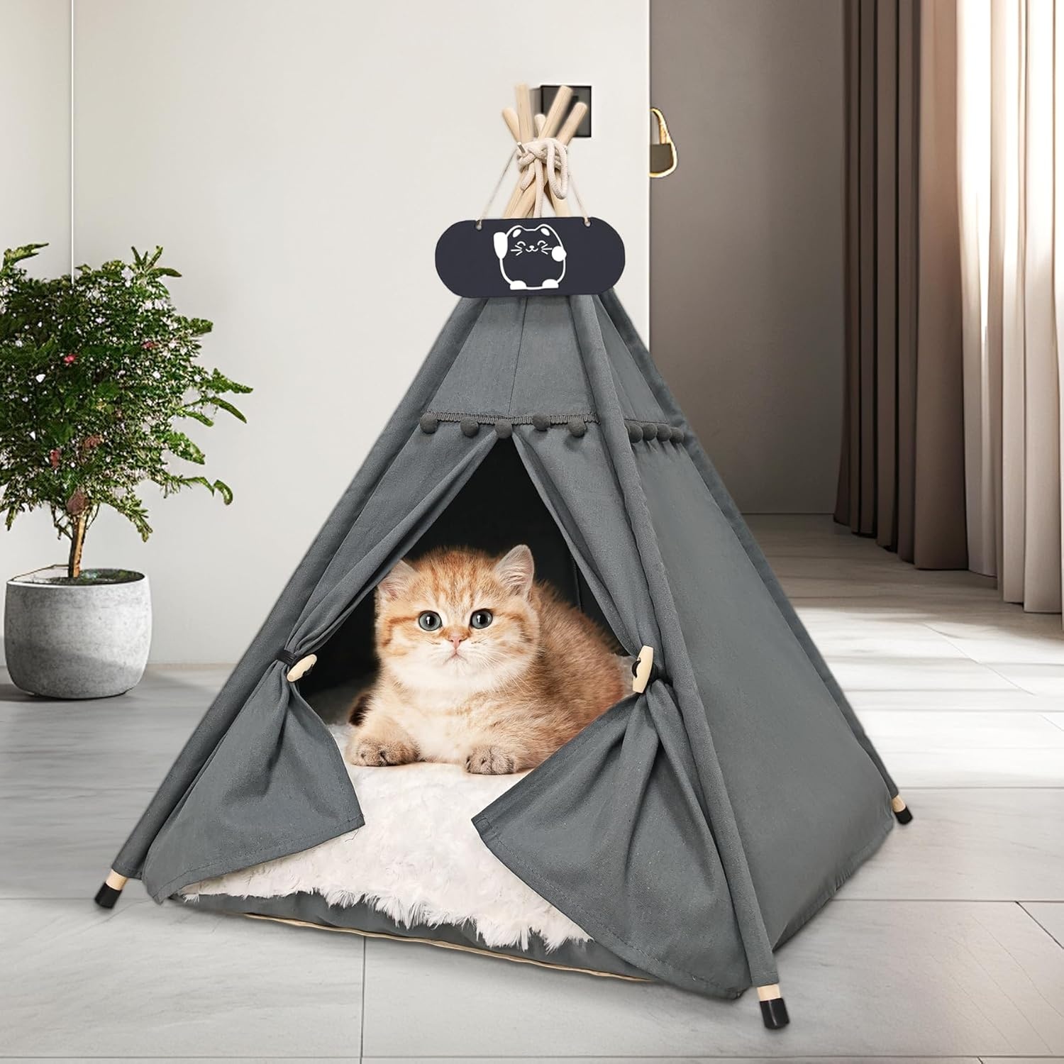 Tipi Tent Hond & Kat - 60x60x70cm - Katoen - 60% Korting