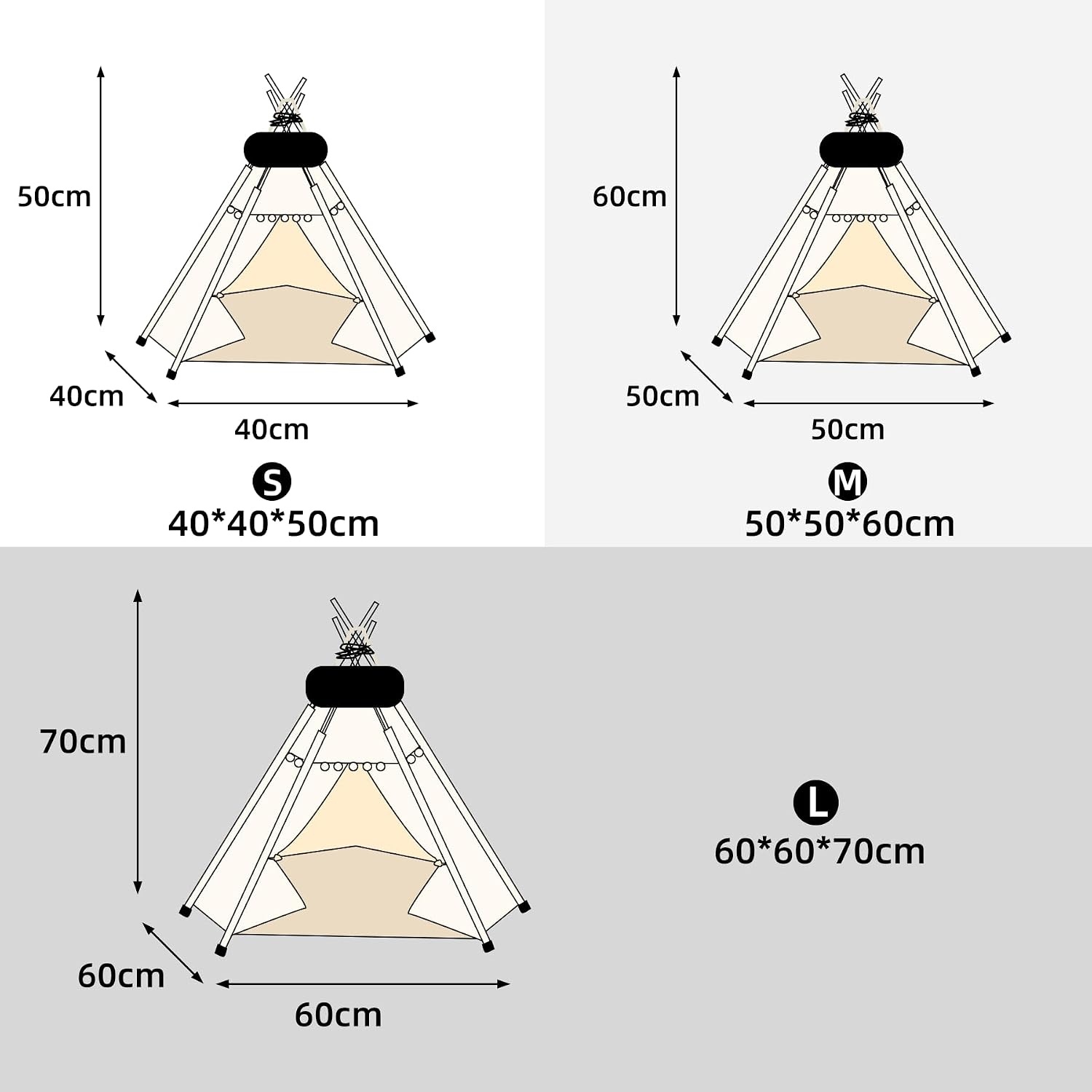 Tipi Tent Hond & Kat - 60x60x70cm - Katoen - 60% Korting