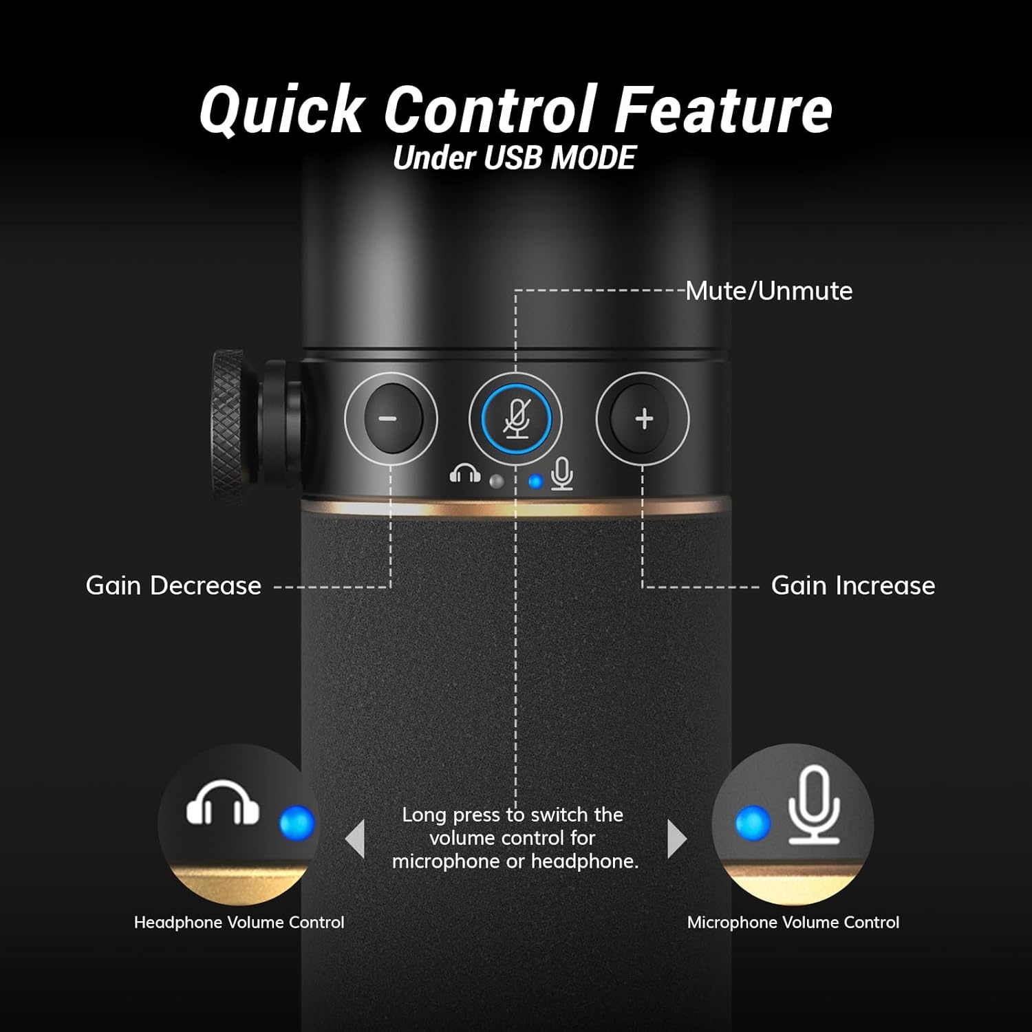 TONOR TD510+ Dynamische USB/XLR Microfoon Zwart met Boom Arm voor Podcast, Streaming en Opname