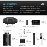 AC Infinity Luchtfiltratie Pro Kit 4-Inch PRO met Inline Ventilator, Carbon Filter en WiFi Klimaatregeling