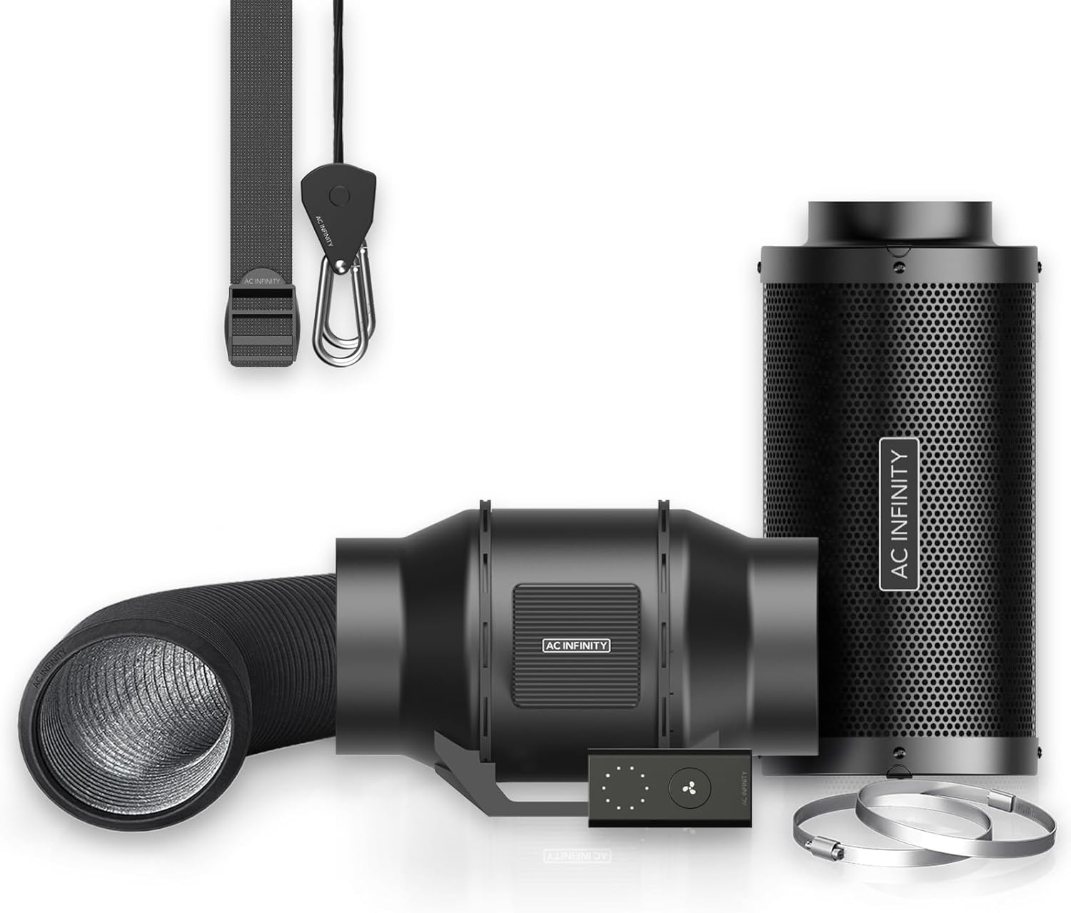 AC Infinity Luchtfiltratie Pro Kit 4-Inch PRO met Inline Ventilator, Carbon Filter en WiFi Klimaatregeling
