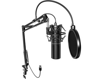TONOR USB-Gaming Microfoon, PC, Podcast, Condensator Microfoonkit, Nierkarakteristiek met Armstandaard, Popbescherming, Brodcasting Microfoon voor Streaming Opname, YouTube Twitch, Q9 Nieuw Model