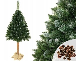Kunstkerstboom 180 cm op Stam met Sneeuw, Glitter en ijzige Groene Twijgen