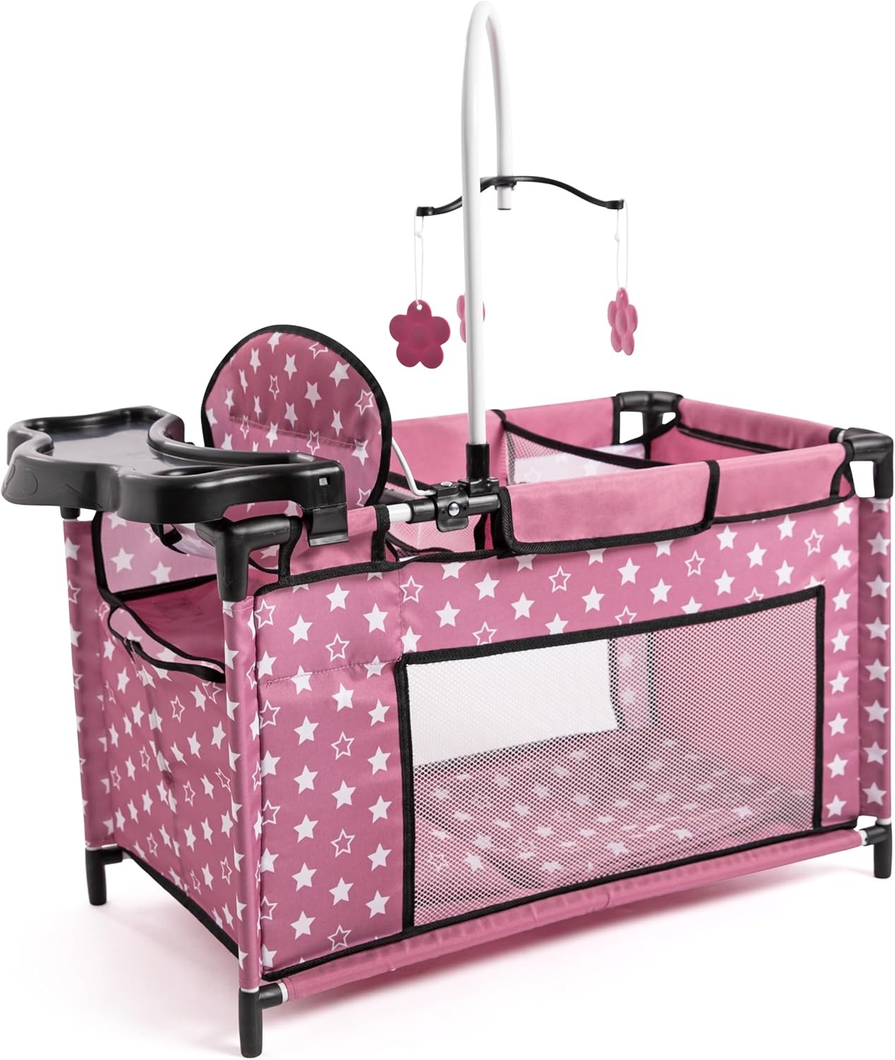 Bayer Design 62676AA Poppenbed met geïntegreerde kinderstoel, kastcompartiment, mobiel, kussen