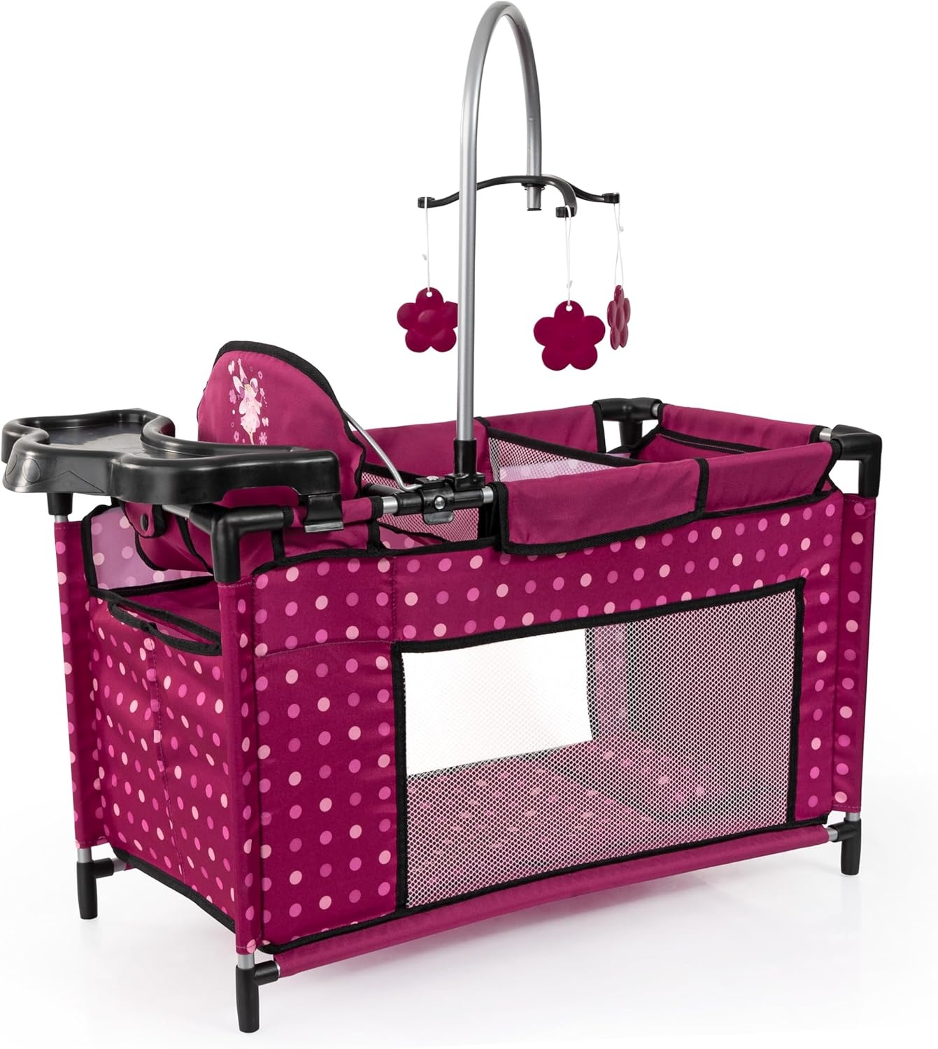 Bayer Design 62676AA Poppenbed met geïntegreerde kinderstoel, kastcompartiment, mobiel, kussen