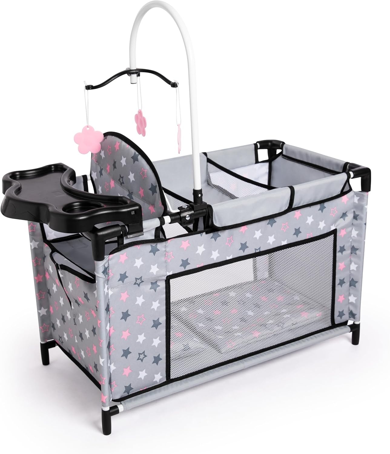 Bayer Design 62676AA Poppenbed met geïntegreerde kinderstoel, kastcompartiment, mobiel, kussen