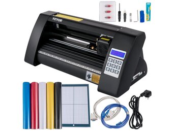 VEVOR Vinyl Snijplotter, 375 mm Snijplotter Machine, LED Desktop Vinyl Cutter Plotter, Semi-automatisch Ingebouwd Optisch Oog Lasergeleiding, Compatibel met Signmaster-software voor Windows-systeem