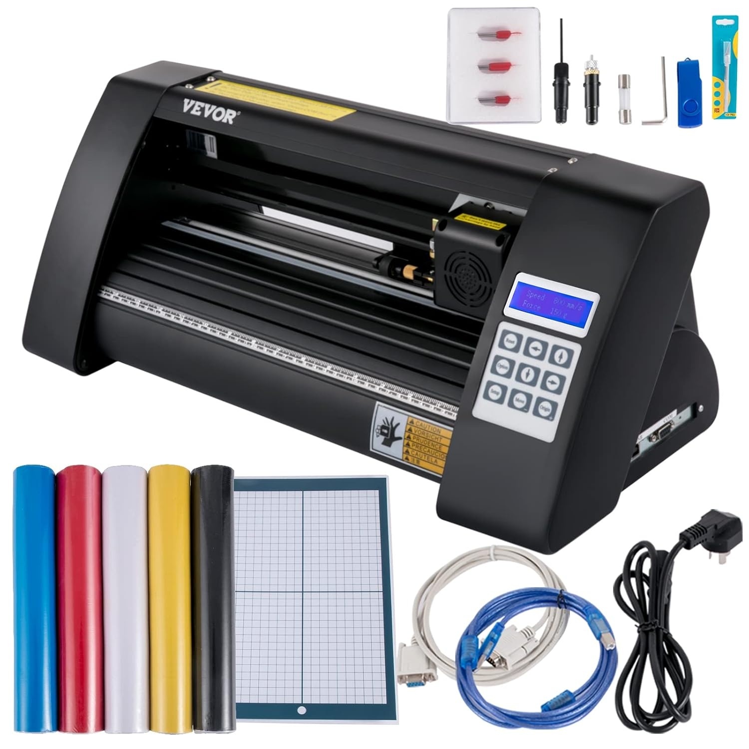 VEVOR Vinyl Snijplotter, 375 mm Snijplotter Machine, LED Desktop Vinyl Cutter Plotter, Semi-automatisch Ingebouwd Optisch Oog Lasergeleiding, Compatibel met Signmaster-software voor Windows-systeem