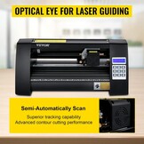 VEVOR Vinyl Snijplotter, 375 mm Snijplotter Machine, LED Desktop Vinyl Cutter Plotter, Semi-automatisch Ingebouwd Optisch Oog Lasergeleiding, Compatibel met Signmaster-software voor Windows-systeem