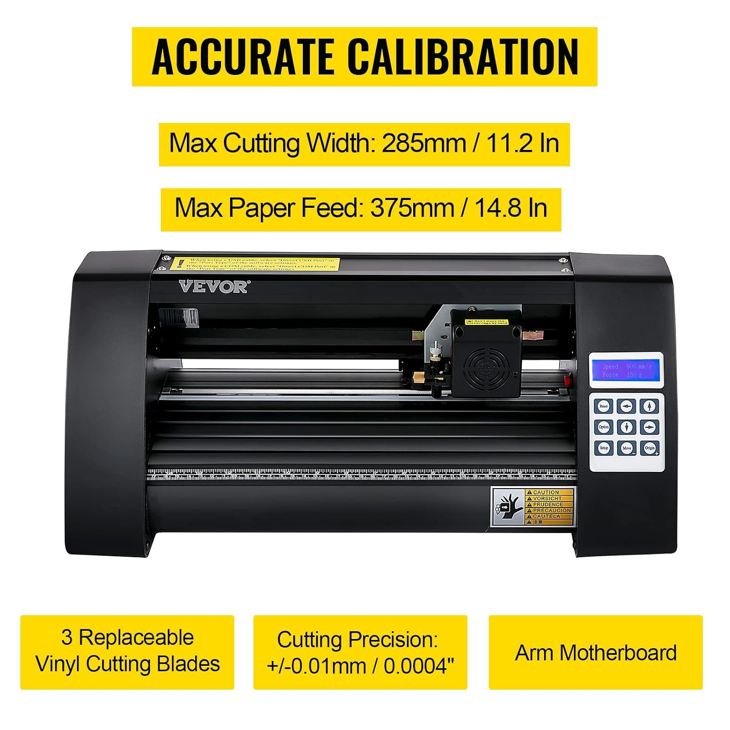 VEVOR Vinyl Snijplotter, 375 mm Snijplotter Machine, LED Desktop Vinyl Cutter Plotter, Semi-automatisch Ingebouwd Optisch Oog Lasergeleiding, Compatibel met Signmaster-software voor Windows-systeem