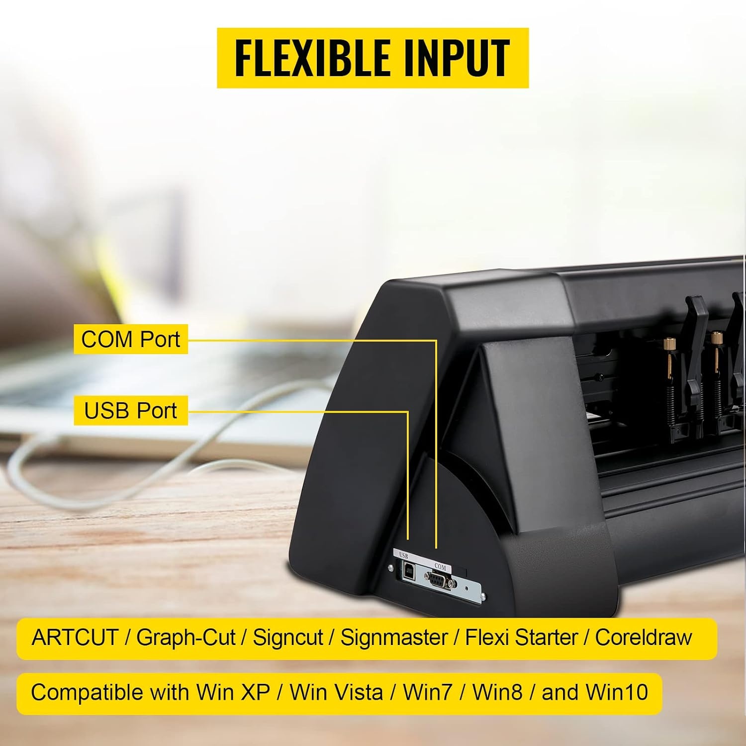 VEVOR Vinyl Snijplotter, 375 mm Snijplotter Machine, LED Desktop Vinyl Cutter Plotter, Semi-automatisch Ingebouwd Optisch Oog Lasergeleiding, Compatibel met Signmaster-software voor Windows-systeem