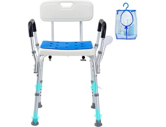 VEVOR Douchestoel, 180 kg capaciteit, douchezitting met rug, in hoogte verstelbare douchekruk, antislip badkamerbank badstoel voor ouderen en gehandicapten