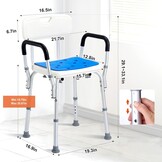 VEVOR Douchestoel, 180 kg capaciteit, douchezitting met rug, in hoogte verstelbare douchekruk, antislip badkamerbank badstoel voor ouderen en gehandicapten