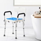 VEVOR Douchestoel, 180 kg capaciteit, douchezitting met rug, in hoogte verstelbare douchekruk, antislip badkamerbank badstoel voor ouderen en gehandicapten