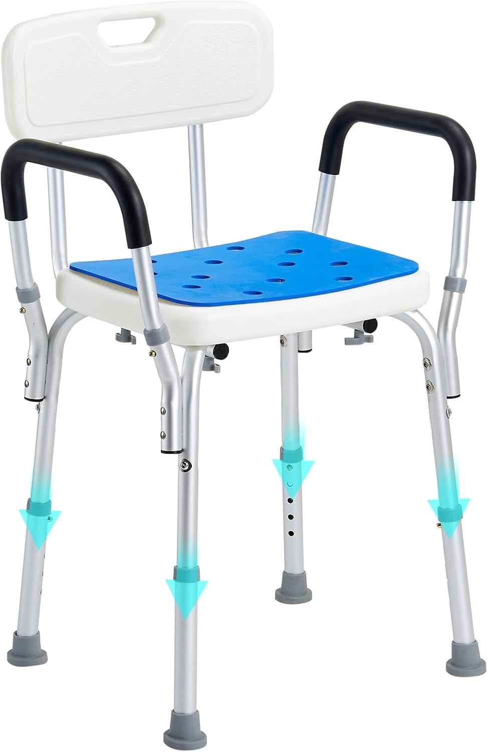 VEVOR Douchestoel, 180 kg capaciteit, douchezitting met rug, in hoogte verstelbare douchekruk, antislip badkamerbank badstoel voor ouderen en gehandicapten