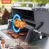 VEVOR Elektrische braadset, belasting van 12 kg, grill met 9 W motor, snelheid 4 omw/min, automatische braadpan voor buiten, roestvrij staal, automatische rotatie, set voor kippen, eend, kalkoen