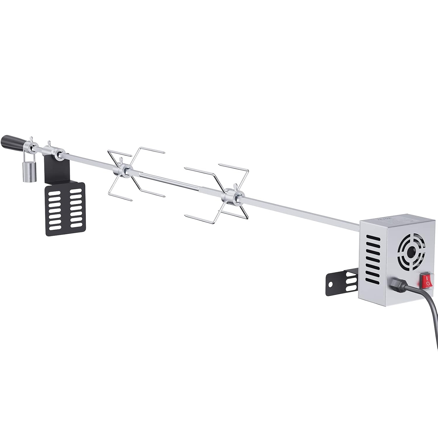 VEVOR Elektrische braadset, belasting van 12 kg, grill met 9 W motor, snelheid 4 omw/min, automatische braadpan voor buiten, roestvrij staal, automatische rotatie, set voor kippen, eend, kalkoen