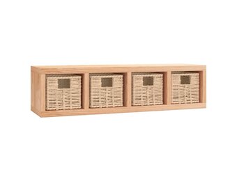 vidaXL Wandschap met manden 62x18x16 cm massief walnotenhout