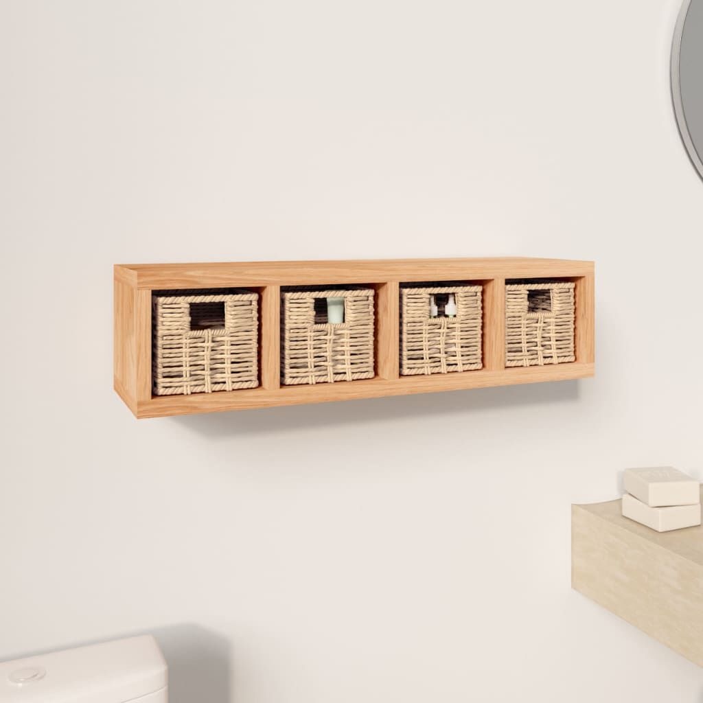 vidaXL Wandschap met manden 62x18x16 cm massief walnotenhout