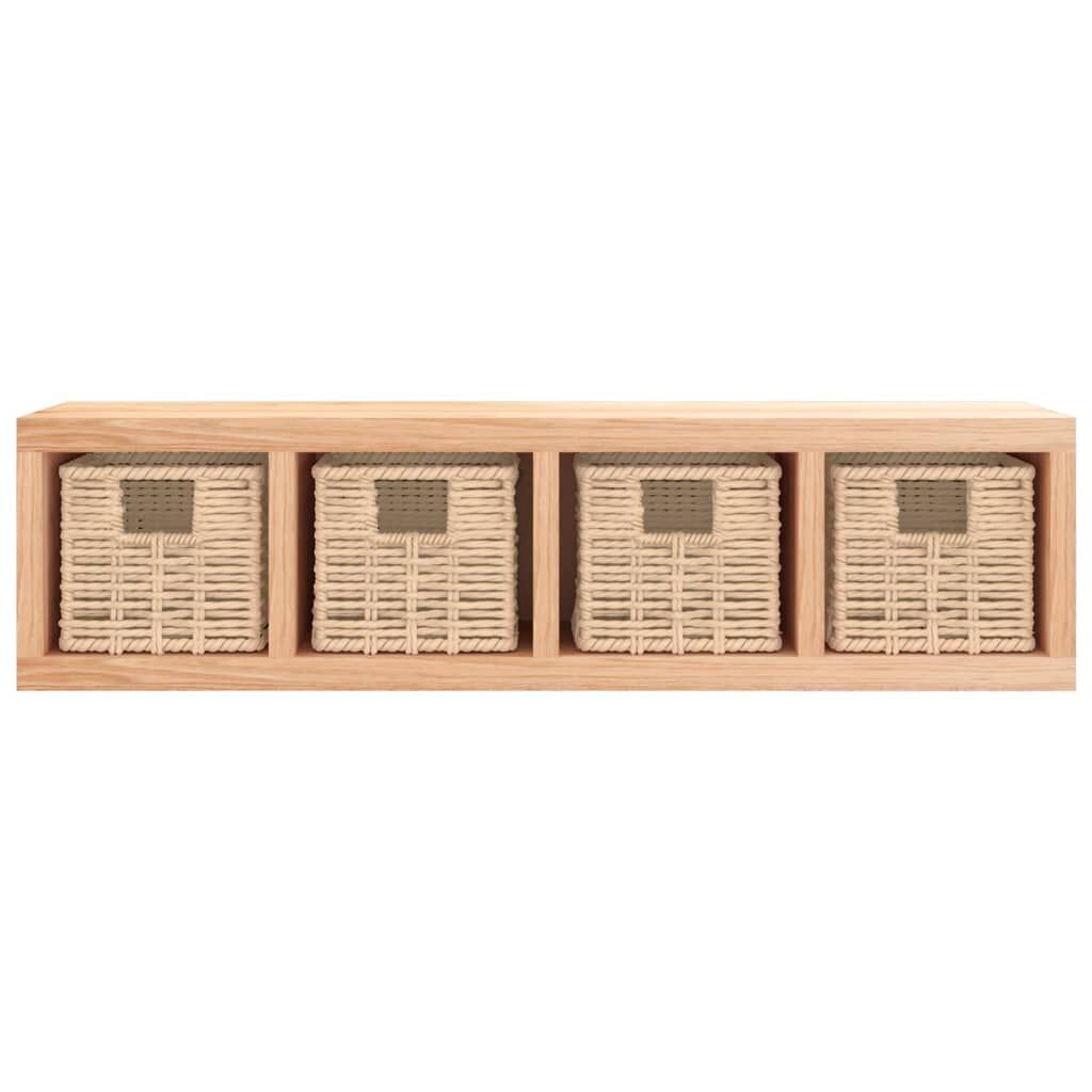 vidaXL Wandschap met manden 62x18x16 cm massief walnotenhout