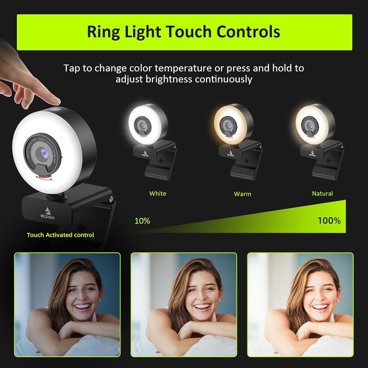 NexiGo 1080p Webcam: 60FPS, Autofocus & Ringlicht (-57%)