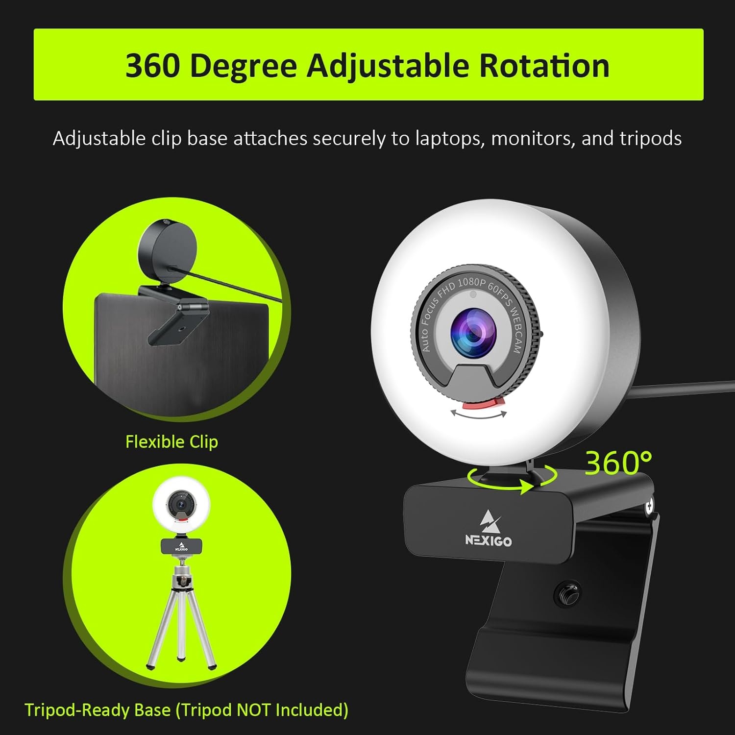 NexiGo 1080p Webcam: 60FPS, Autofocus & Ringlicht (-57%)