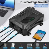 Zuivere Sinus Omvormer 12V/24V naar 230V | 1500W (12V) / 3000W (24V) continu | Piek 3000W/6000W | LCD | 2x EU stopcontact