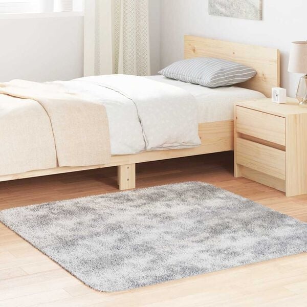 vidaXL Hoogpolig vloerkleed NAVARRA 120x120 cm polyester zilvergrijs
