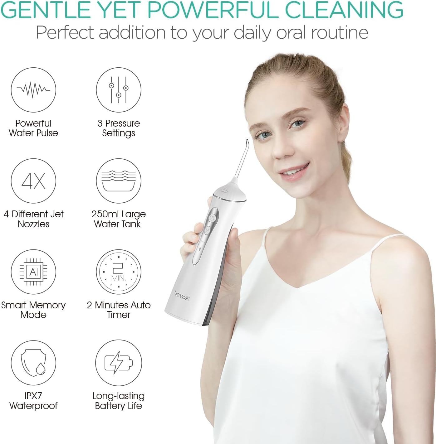 Draagbare Waterflosser WF400 Grijs | Elektrische Monddouche - 59% Korting