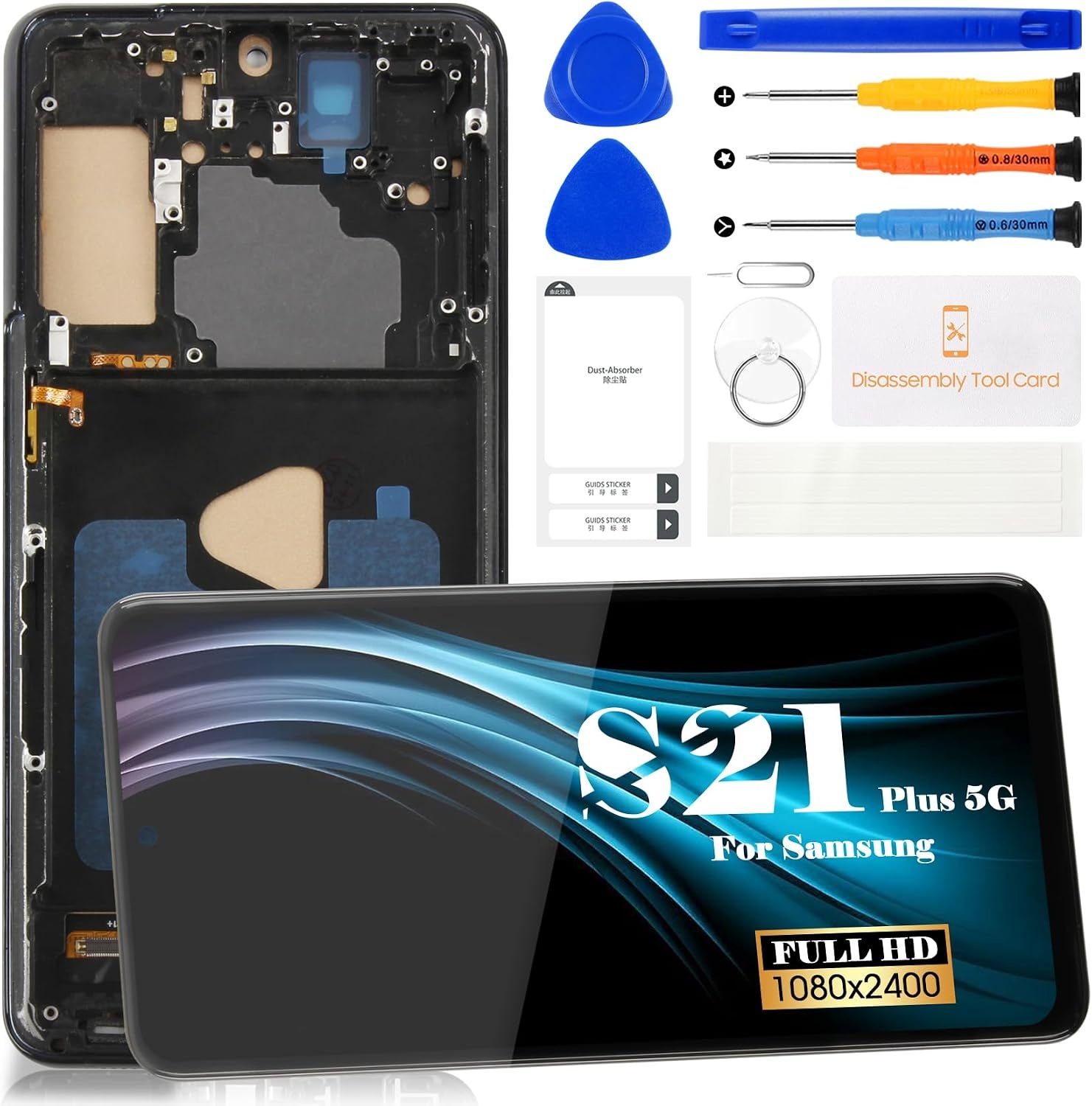 Incell voor Samsung Galaxy S21+5G Lcd scherm Vervanging voor Galaxy S21 Plus 5g Lcd scherm voor SM-G996B SM-G996U Digitizer Touchscreen Montage Reparatie Deel Met Frame (Phantom Zwart)