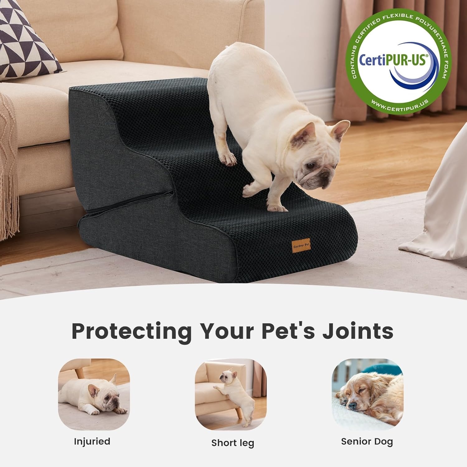 Gardner Pet Honden Trappetje 16.5" 2-in-1 Transformeerbaar 3-Treden Zwart