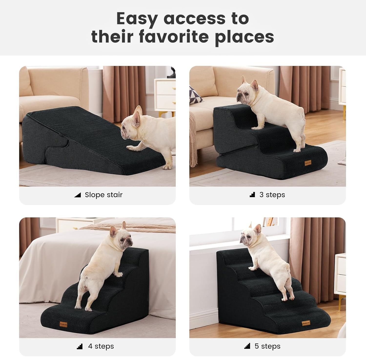 Gardner Pet Honden Trappetje 16.5" 2-in-1 Transformeerbaar 3-Treden Zwart