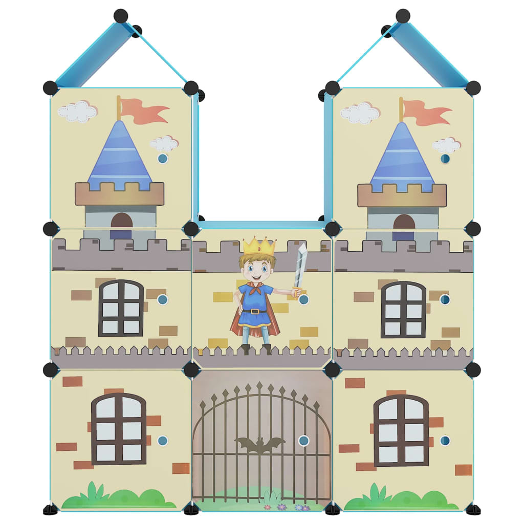 vidaXL Kinderopbergmeubel met 8 vakken polypropeen blauw