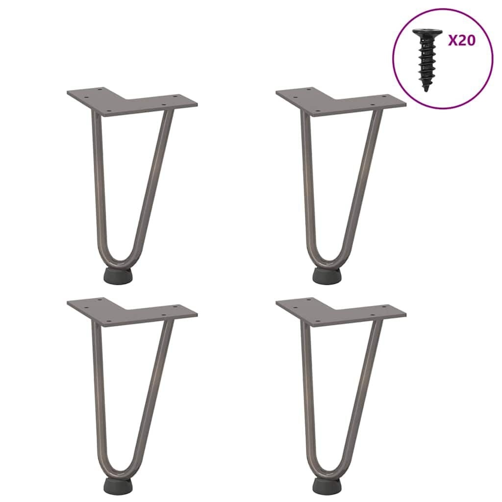 vidaXL Haarspeld tafelpoten 4 st 20 cm massief staal naturel