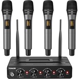 TONOR Draadloos Microfoon Systeem met UHF Headset/Lavalier, Bodypack, 4x 5-kanaals, 60M Bereik