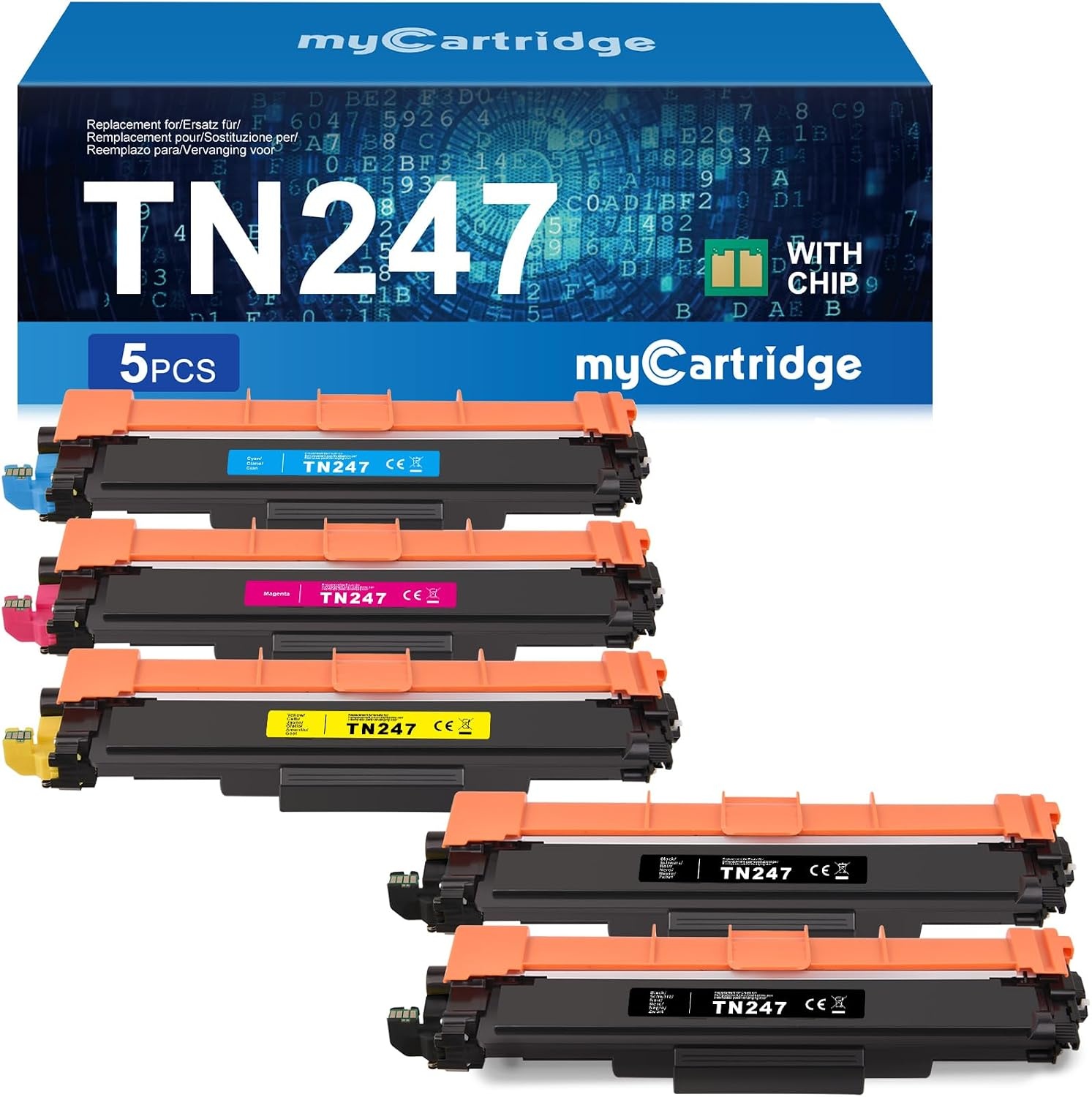 MYCARTRIDGE Compatibele Toner Set voor Brother TN-243CMYK TN-247 (Zwart, Cyaan, Geel, Magenta) - 5-Pack