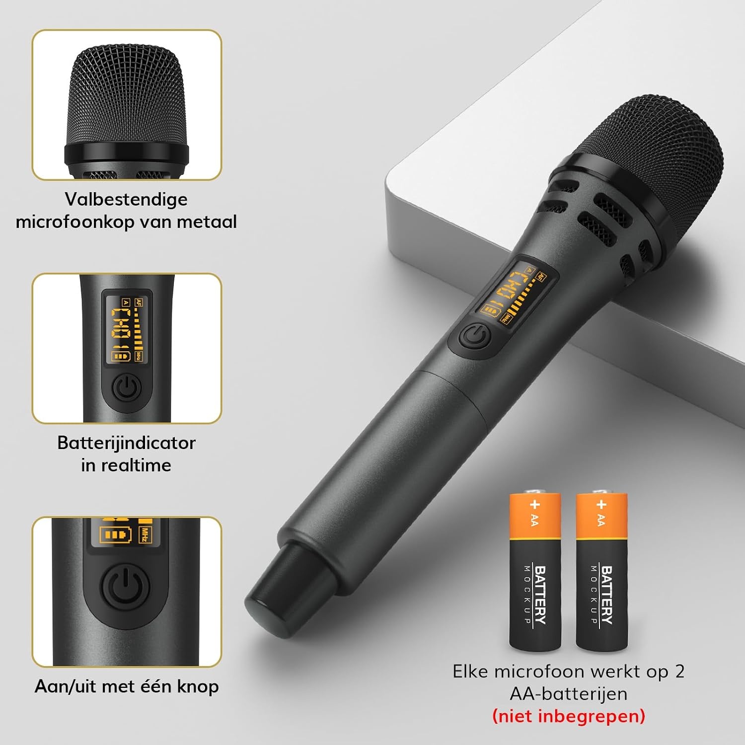 Draadloze Microfoon Tonor UHF Handheld Draadloze Dynamische Microfoon met Oplaadbare Ontvanger, Microfonos Inalambricos Professional voor Karaoke, Feest, Bruiloft, DJ, Speech, Kerk 200ft TW320 Grijs