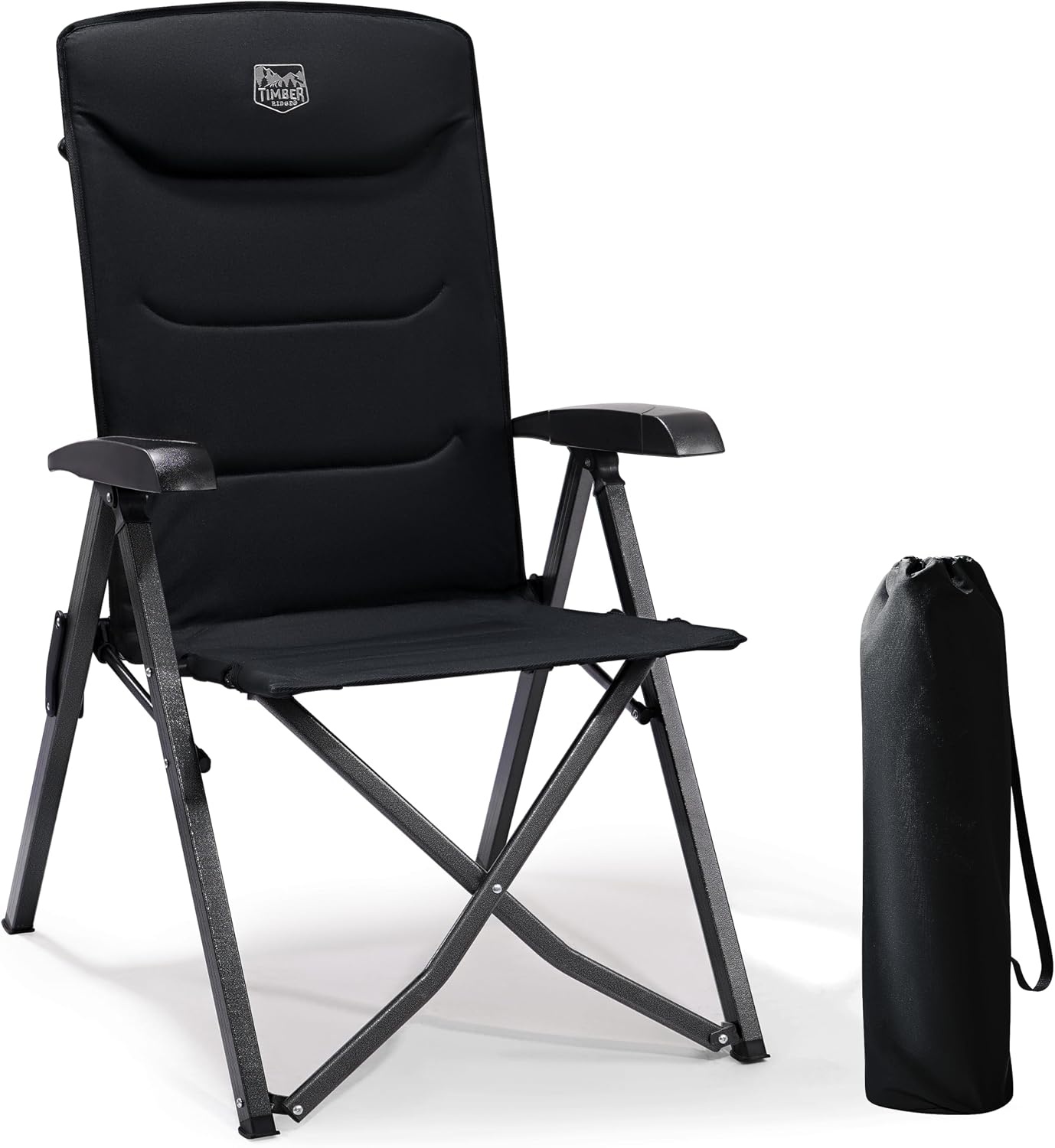 Opvouwbare Campingstoel - 150kg - Verstelbaar - Zwart - 34% Korting