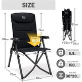 Opvouwbare Campingstoel - 150kg - Verstelbaar - Zwart - 34% Korting
