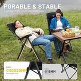 Opvouwbare Campingstoel - 150kg - Verstelbaar - Zwart - 34% Korting