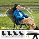 Opvouwbare Campingstoel - 150kg - Verstelbaar - Zwart - 34% Korting