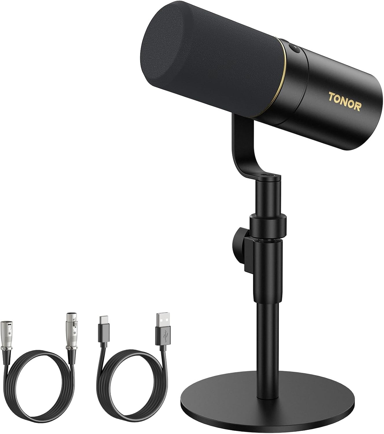 TONOR TD510+ Dynamische USB/XLR Microfoon Zwart met Boom Arm voor Podcast, Streaming en Opname