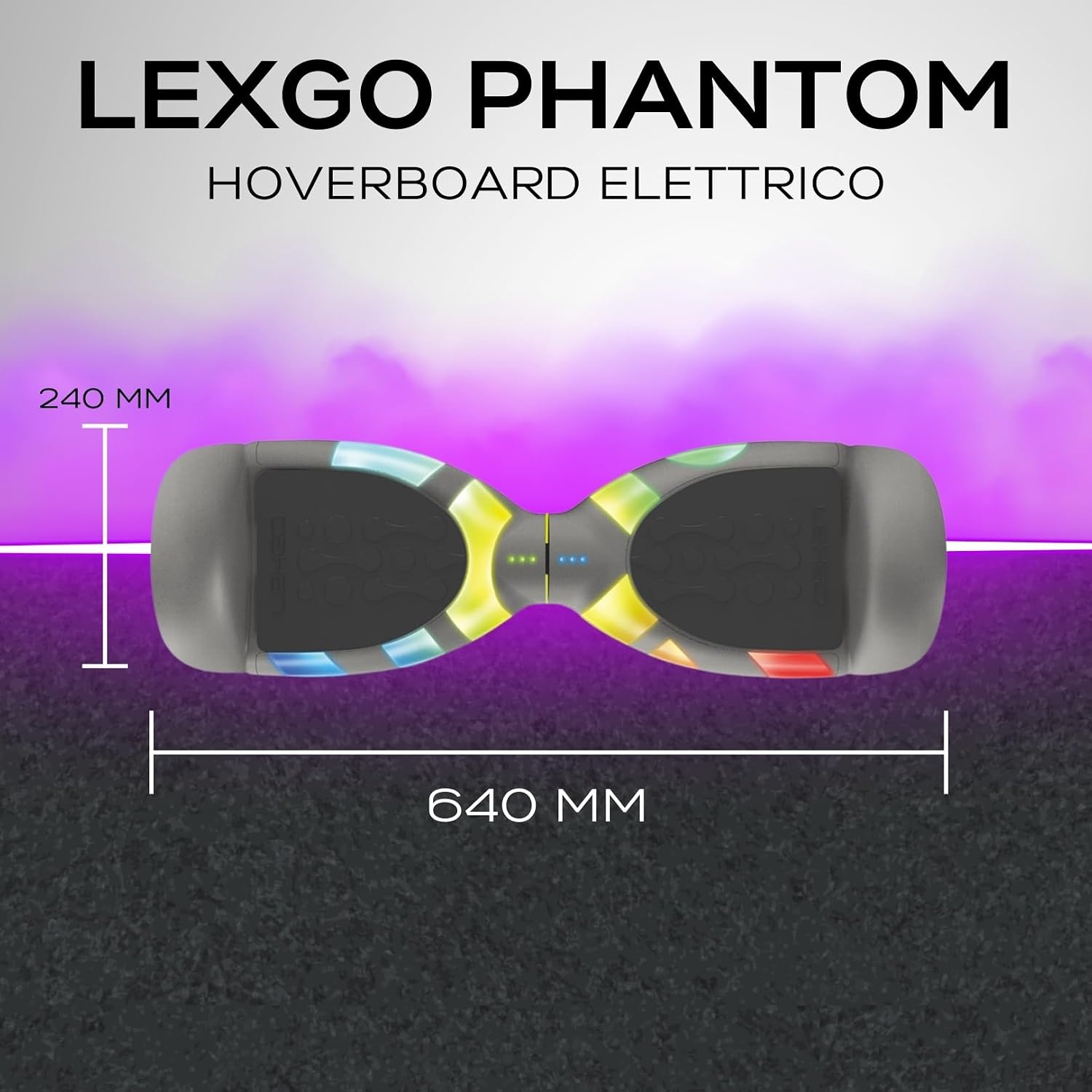 Lexgo Hoverboard Mirage Gry 6,5" met Stalen Frame en 2x 200W Motoren - Max 12 km/u, 10 km Actieradius