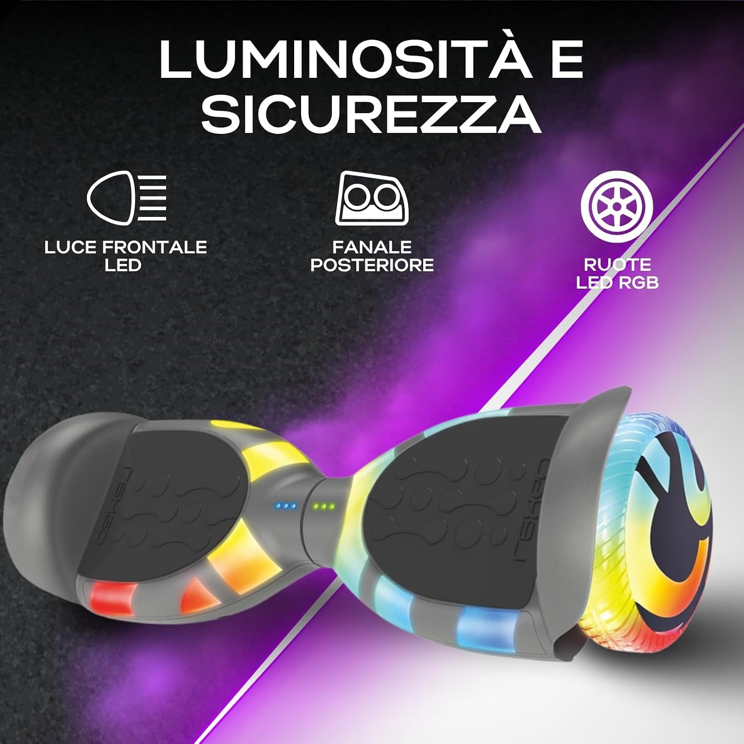 Lexgo Hoverboard Mirage Gry 6,5" met Stalen Frame en 2x 200W Motoren - Max 12 km/u, 10 km Actieradius