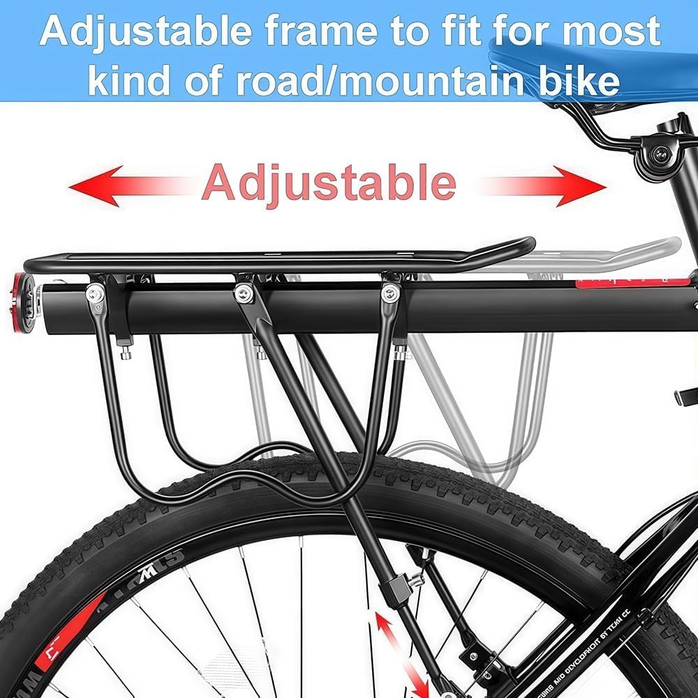 Achterste Bike Rack voor fiets, 110Lbs/50kgs capaciteit fiets bagagerek met reflecterende, verstelbare Quick Release Mountain Road fiets Cargo Rack