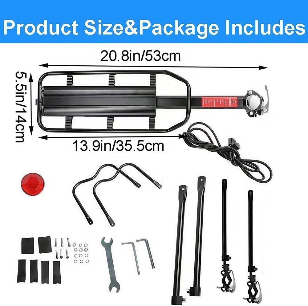 Achterste Bike Rack voor fiets, 110Lbs/50kgs capaciteit fiets bagagerek met reflecterende, verstelbare Quick Release Mountain Road fiets Cargo Rack