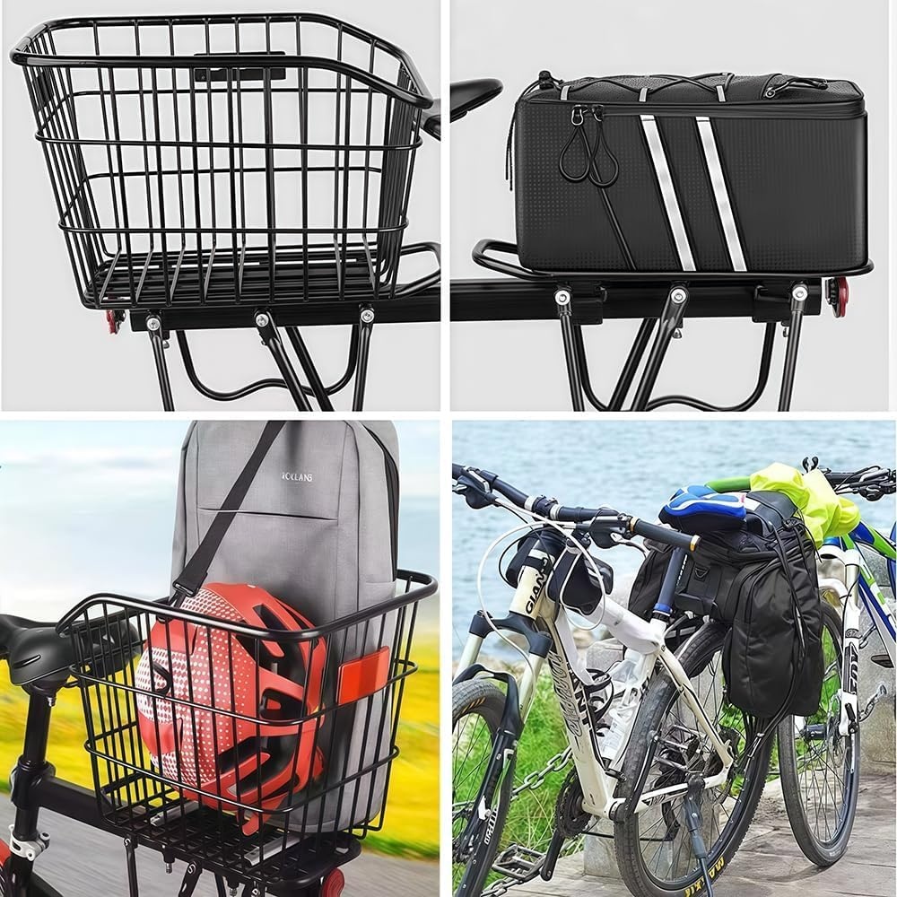 Achterste Bike Rack voor fiets, 110Lbs/50kgs capaciteit fiets bagagerek met reflecterende, verstelbare Quick Release Mountain Road fiets Cargo Rack