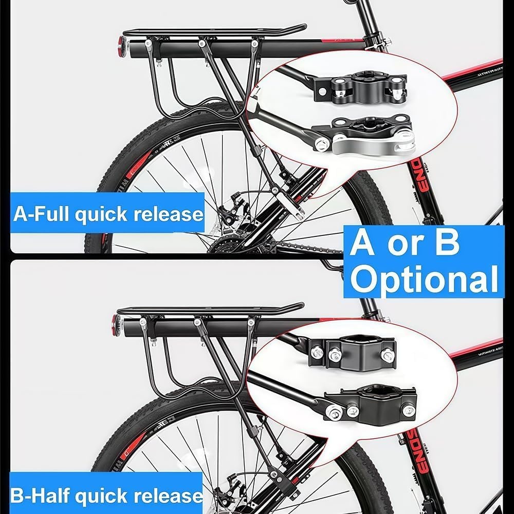 Achterste Bike Rack voor fiets, 110Lbs/50kgs capaciteit fiets bagagerek met reflecterende, verstelbare Quick Release Mountain Road fiets Cargo Rack