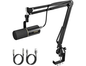 TONOR TD510+ Dynamische USB/XLR Microfoon Zwart met Boom Arm voor Podcast, Streaming en Opname
